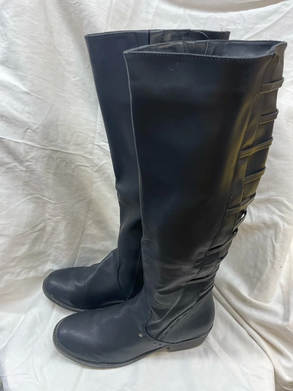 Black Knee-High Women's Boots - Classic faux Leather Sz 10